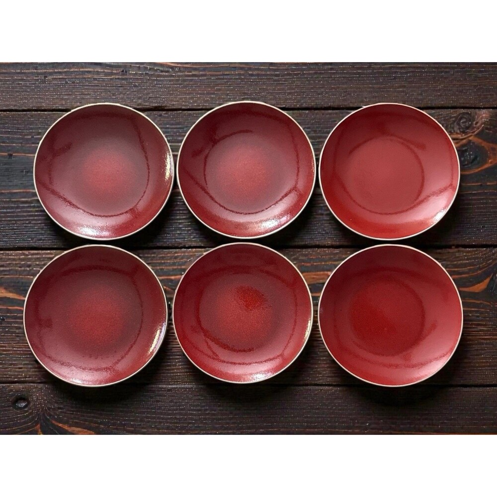 Studio By JCPenney Home Collection Plates | Naya | Set Of 6 | Red/Black | 8”
